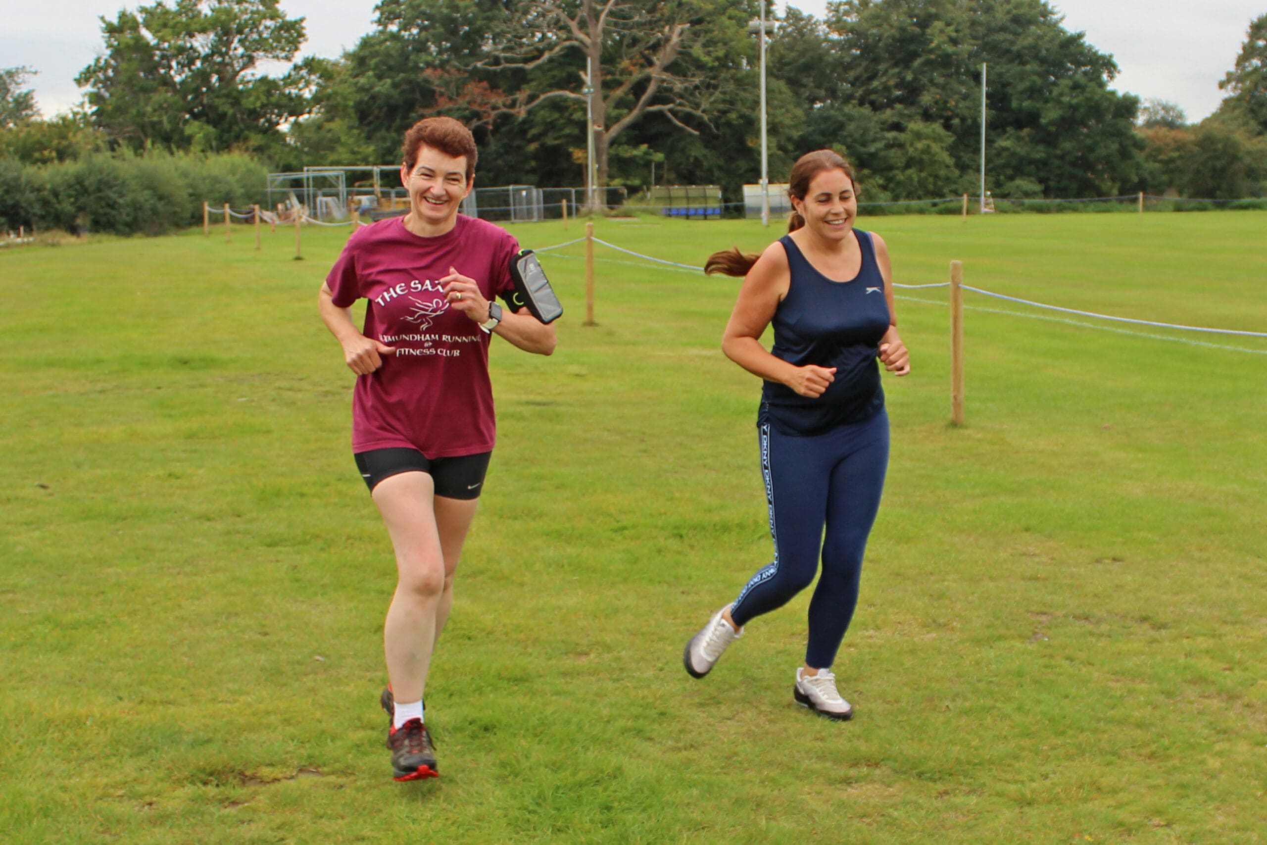 Two runners taking part in a Saxons training session at Carlton Park