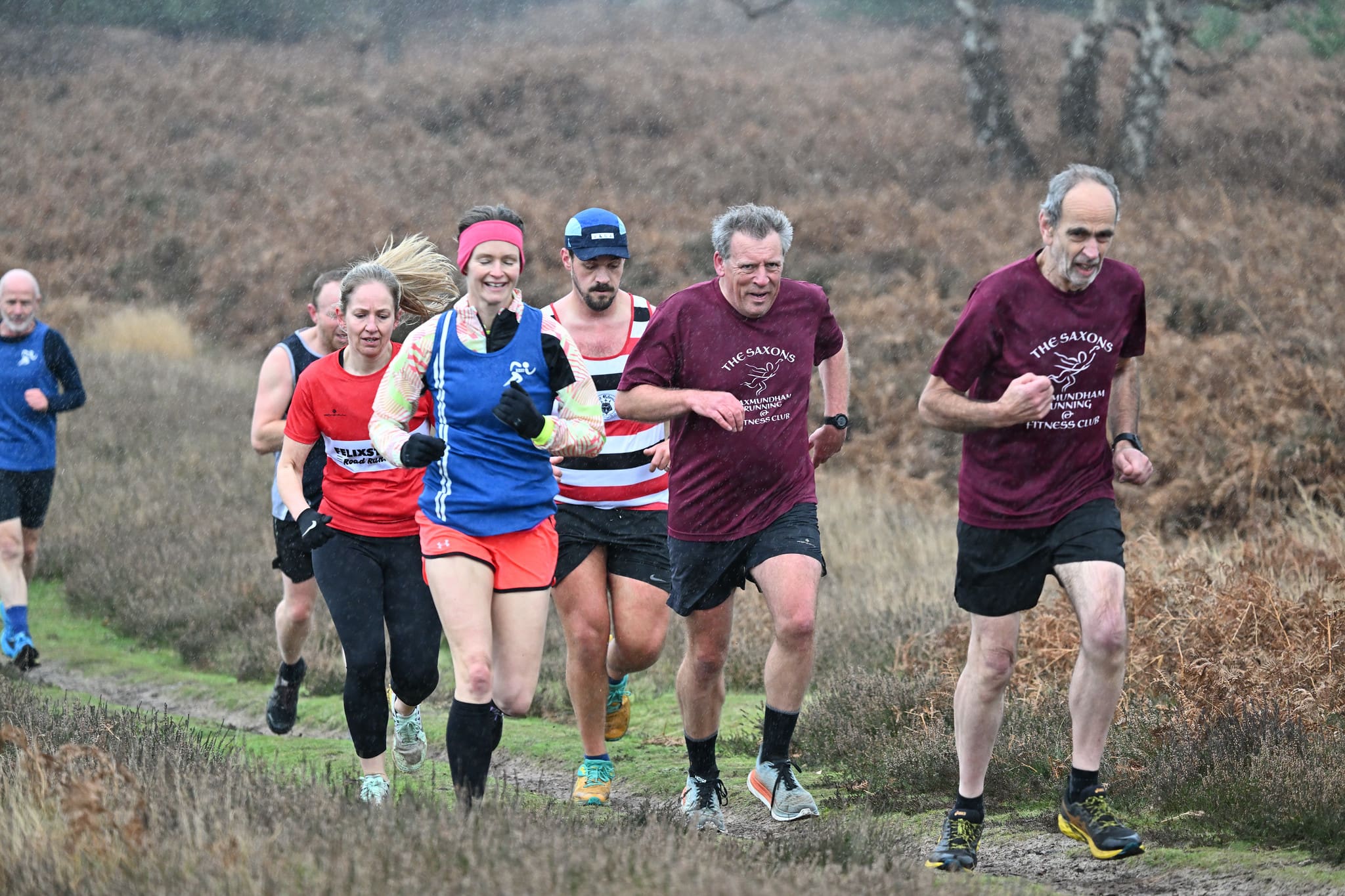 Runners competing in a cross country race